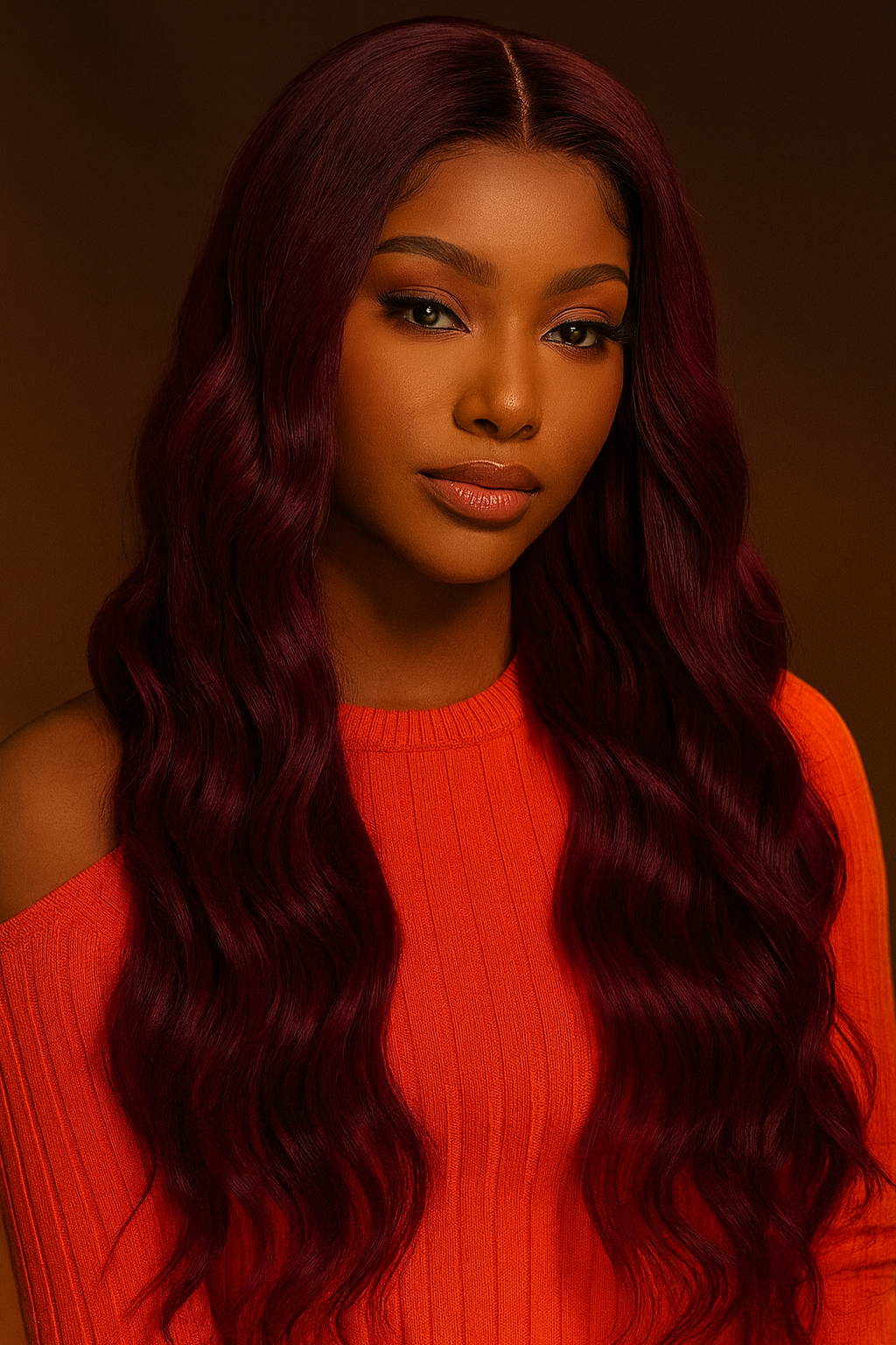 Burgundy Lace Front Wig - Human blend